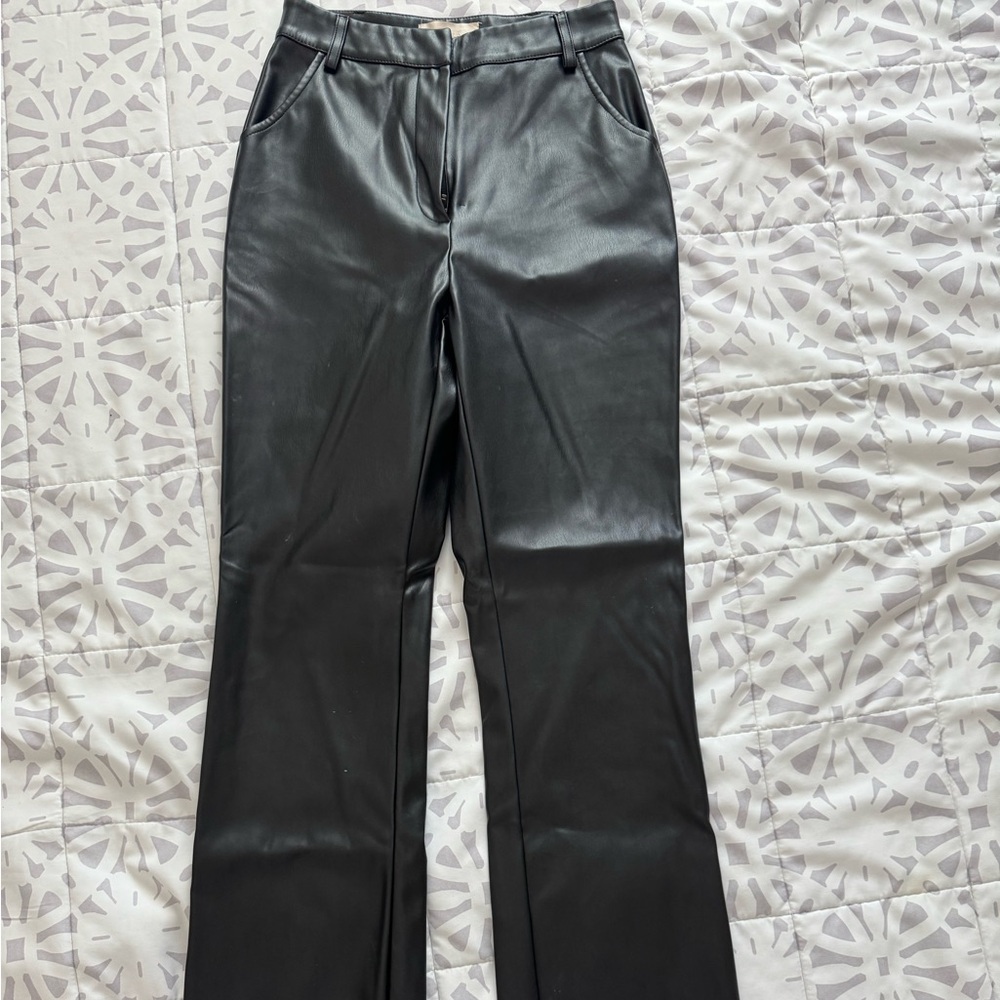 Meshki Charcoal Faux Leather Trousers
